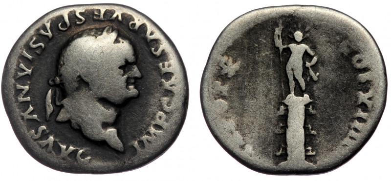 Vespasian (69-79) AR Denarius, Rome, 79
IMP CAESAR VESPASIANVS AVG - Laureate he...