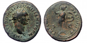 Domitian (81-96) As, Rome, AD 82 AE
IMP CAES DIVI VESP F DOMITIAN AVG P M - laureate head right
Rev: TR P COS VIII - DES VIIII P P Minerva advancing r...