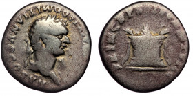 Domitian (Caesar, 79-81) AR Denarius. Rome, 80-81 
CAESAR DIVI F DOMITIANVS COS VII - laureate head to right 
Rev: PRINCEPS IVVENTVTIS - garlanded, li...
