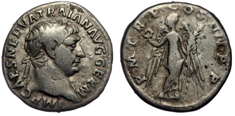 Trajan (98-117). AR Denarius, Rome, 102. 
IMP CAES NERVA TRAIAN AVG GERM - Laure...