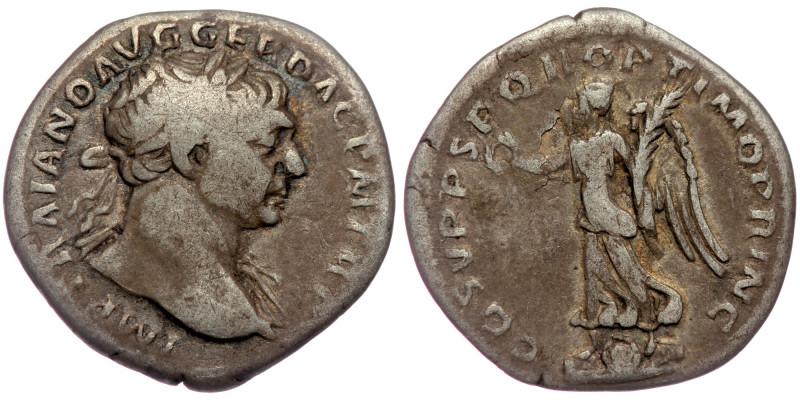 Trajan (98-117) AR Denarius, Rome, ca 108-109. 
IMP TRAIANO AVG GER DAC P M TR P...