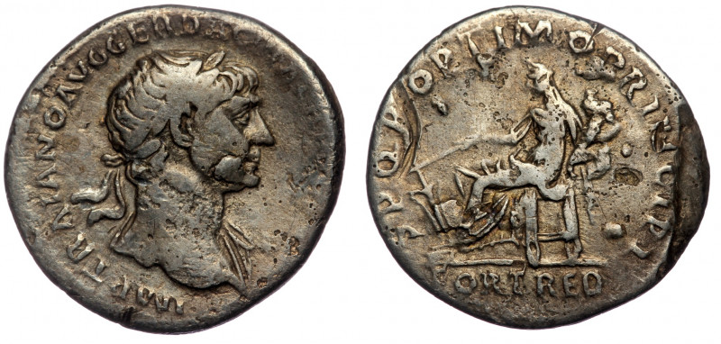 TRAJAN (98-117) AR Denarius. Rome.
IMP TRAIANO AVG GER DAC P M TR P COS V P P - ...