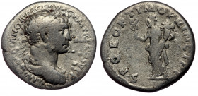 Trajan (98-117) AR Denarius, Rome, 114
IMP TRAIANO AVG GER DAC P M TR P COS VI P P - Laureate and draped bust right 
Rev: S P Q R OPTIMO PRINCIPI - Fe...