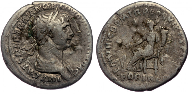 Trajan (98 – 117) AR Denarius, Rome, 116-117
IMP CAES NER TRAIAN OPTIM AVG GERM ...