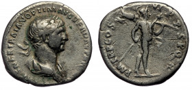 Trajan (98-117) AR Denarius, Rome, 114-117 
IMP CAES NER TRAIANO OPTIMO AVG GER DAC - laureate and draped bust to right 
Rev: P M TR P COS VI P P S P ...