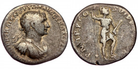 Trajan (98-117) AR denarius, Rome, 114-early 116 
IMP CAES NER TRAIANO OPTIMO AVG GER DAC - Laureate and draped and cuirased bust right 
Rev: P M TR P...