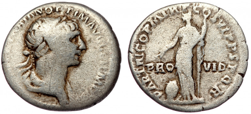 Trajan (98- 117) AR Denarius, Rome 116-117
IMP CAES NER TRAIAN OPTIM AVG GERM DA...