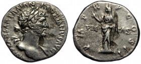 Hadrian (117-138) AR Denarius, Rome, 118.
IMP CAESAR TRAIAN HADRIANVS AVG - laureate bust to right with drapery on left shoulder Rev: P M TR P COS II ...