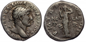 Hadrian (117-138) AR denarius. Rome, AD 119-122. 
IMP CAESAR TRAIAN HADRIANVS AVG - laureate head right 
Rev: P M TR P COS III - Hilaritas standing fa...