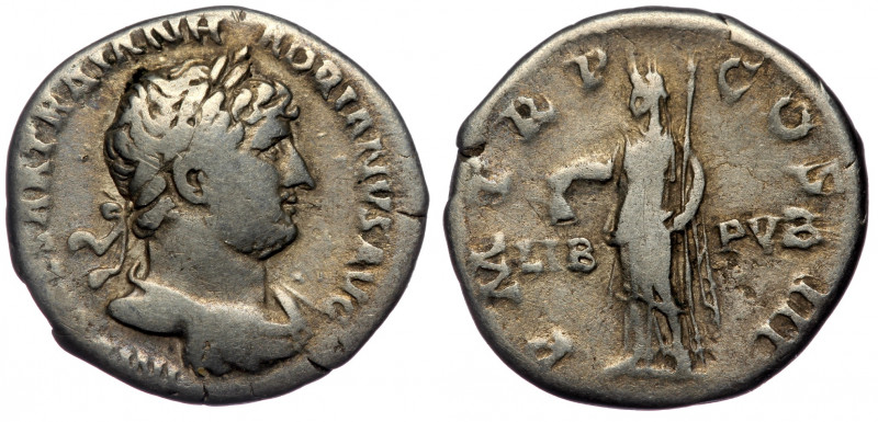 Hadrian (117-138) AR Denarius, Rome, 119-122
Obv: IMP CAESAR TRAIAN HADRIANVS AV...