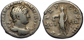 Hadrian (117-138) AR Denarius, Rome, 119-122
Obv: IMP CAESAR TRAIAN HADRIANVS AVG - Laureate, draped and cuirassed bust right 
Rev: P M TR P COS ­ III...