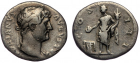 Hadrian (117-138) AR Denarius, Rome, 124-128 
HADRIANVS AVGVSTVS - laureate bust right, slight drapery 
Rev: COS III - Genius, naked to waist, standin...