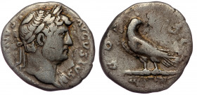 Hadrian (117-138) AR denarius, Rome, 125-128 
HADRIANVS AVGVSTVS - bust laureate right 
Rev: COS III - eagle standing left on thunderbolt, wings folde...