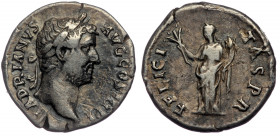 HADRIAN (117-138) AR Denarius. Rome.
HADRIANVS AVG COS III P P - bare head right
Rev: FELICITAS PR - Felicitas standing left with branch and cornucopi...