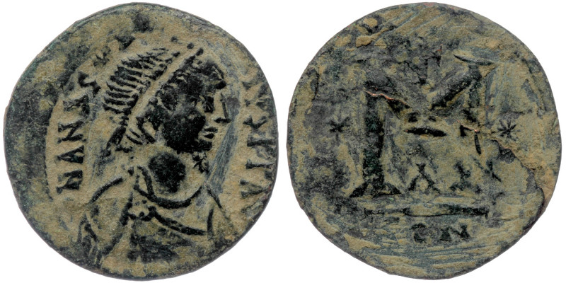 ANASTASIUS I (491-518) AE23 reduced Follis, Constantinople, ca 498-507 
DN ANAST...
