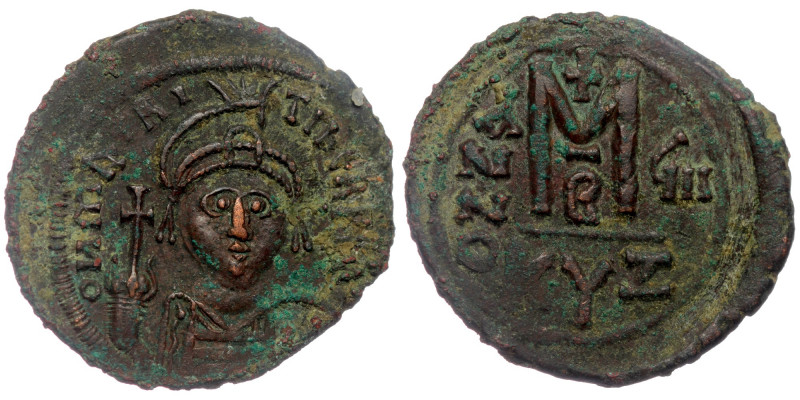MAURICE TIBERIUS (582-602) AE32 Follis, Cyzicus. Dated RY 7 (589/90) 
δ И ΜΑVRI ...