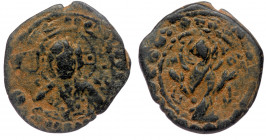 Alexius I Comnenus (1081-1118) AE20 anonymous follis, Constantinople, ca. 1085-1092. 
IC — XC - bust of Christ facing, holding book of gospels, nimbus...