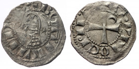 CRUSADERS, Antioch. Bohémond III (1163-1201) AR/BI Denier, Antioch, 1163-1188. 
+ BOAMVИDVS + bust left, wearing Norman helmet decorated with cross pa...