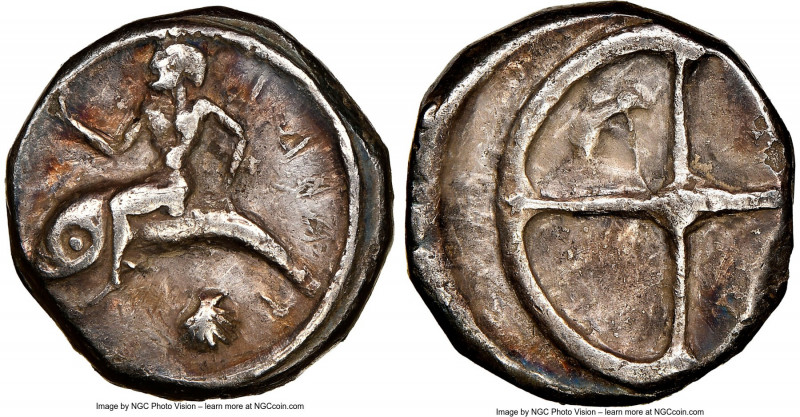 CALABRIA. Tarentum. Ca. 480-450 BC. AR didrachm (16mm, 7.69 gm). NGC Choice VF 4...