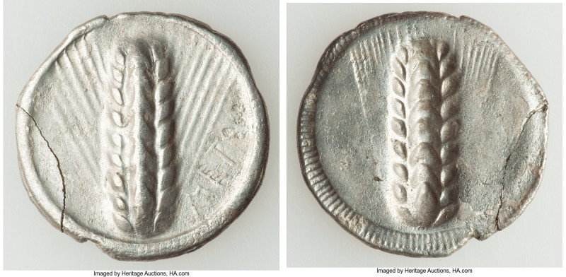LUCANIA. Metapontum. Ca. 540-510 BC. AR stater (26mm, 7.26 gm, 12h). Fine, edge ...