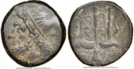 SICILY. Syracuse. Hieron II (ca. 275-215 BC). AE litra (19mm, 11h). NGC Choice VF. Head of Poseidon left, wearing taenia / ΙΕΡ-ΩΝΟΣ/Θ-Φ, trident head,...