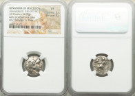 MACEDONIAN KINGDOM. Alexander III the Great (336-323 BC). AR drachm (17mm, 4.29 gm, 12h). NGC VF 5/5 - 4/5. Posthumous issue of 'Colophon', ca. 310-30...