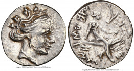 EUBOEA. Histiaea. Ca. 3rd-2nd centuries BC. AR tetrobol (16mm, 11h). NGC Choice XF. Head of nymph right, wearing vine-leaf crown, earring and necklace...