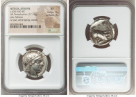 ATTICA. Athens. Ca. 455-440 BC. AR tetradrachm (25mm, 17.14 gm, 2h). NGC XF 5/5 - 3/5. Early transitional issue. Head of Athena right, wearing crested...