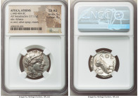 ATTICA. Athens. Ca. 440-404 BC. AR tetradrachm (25mm, 17.17 gm, 9h). NGC Choice AU 5/5 - 4/5. Mid-mass coinage issue. Head of Athena right, wearing cr...