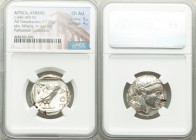 ATTICA. Athens. Ca. 440-404 BC. AR tetradrachm (24mm, 17.20 gm, 1h). NGC Choice AU 5/5 - 4/5. Mid-mass coinage issue. Head of Athena right, wearing cr...