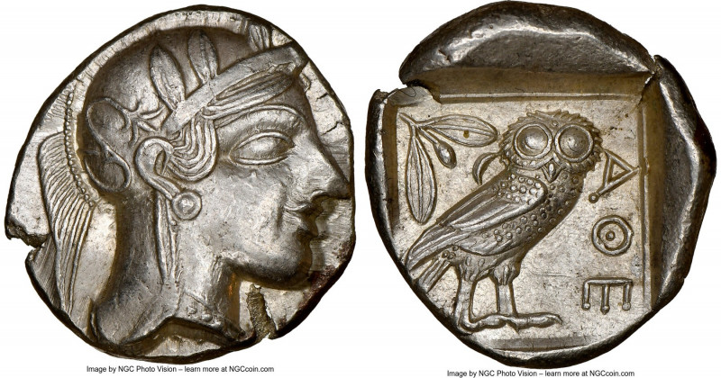 ATTICA. Athens. Ca. 440-404 BC. AR tetradrachm (27mm, 17.18 gm, 5h). NGC Choice ...