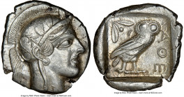 ATTICA. Athens. Ca. 440-404 BC. AR tetradrachm (29mm, 17.21 gm, 11h). NGC Choice AU 4/5 - 3/5, brushed. Mid-mass coinage issue. Head of Athena right, ...