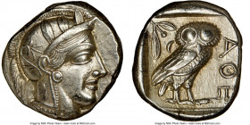 ATTICA. Athens. Ca. 440-404 BC. AR tetradrachm (23mm, 17.21 gm, 10h). NGC AU 5/5 - 4/5. Mid-mass coinage issue. Head of Athena right, wearing crested ...