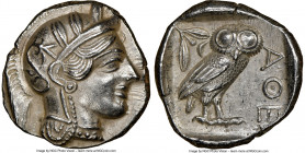 ATTICA. Athens. Ca. 440-404 BC. AR tetradrachm (26mm, 17.17 gm, 9h). NGC AU 5/5 - 4/5. Mid-mass coinage issue. Head of Athena right, wearing crested A...
