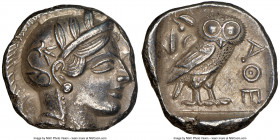 ATTICA. Athens. Ca. 440-404 BC. AR tetradrachm (25mm, 17.07 gm, 9h). NGC AU 5/5 - 3/5. Mid-mass coinage issue. Head of Athena right, wearing crested A...