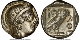 ATTICA. Athens. Ca. 440-404 BC. AR tetradrachm (24mm, 17.23 gm, 6h). NGC AU 4/5 - 4/5. Mid-mass coinage issue. Head of Athena right, wearing crested A...