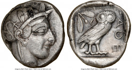ATTICA. Athens. Ca. 440-404 BC. AR tetradrachm (25mm, 17.14 gm, 1h). NGC AU 5/5 - 2/5. Mid-mass coinage issue. Head of Athena right, wearing crested A...