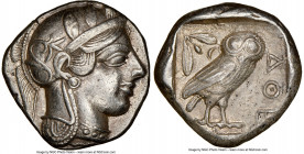 ATTICA. Athens. Ca. 440-404 BC. AR tetradrachm (25mm, 17.16 gm, 8h). NGC Choice XF 5/5 - 4/5. Mid-mass coinage issue. Head of Athena right, wearing cr...