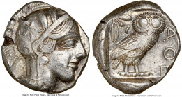 ATTICA. Athens. Ca. 440-404 BC. AR tetradrachm (24mm, 17.20 gm, 6h). NGC Choice XF 4/5 - 4/5. Mid-mass coinage issue. Head of Athena right, wearing cr...
