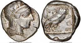 ATTICA. Athens. Ca. 440-404 BC. AR tetradrachm (25mm, 17.15 gm, 7h). NGC Choice XF 4/5 - 3/5. Mid-mass coinage issue. Head of Athena right, wearing cr...