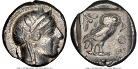 ATTICA. Athens. Ca. 440-404 BC. AR tetradrachm (25mm, 17.16 gm, 6h). NGC XF 4/5 - 3/5. Mid-mass coinage issue. Head of Athena right, wearing crested A...