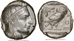 ATTICA. Athens. Ca. 455-440 BC. AR tetradrachm (25mm, 17.12 gm, 1h). NGC Choice VF 5/5 - 3/5. Early transitional issue. Head of Athena right, wearing ...