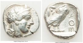 ATTICA. Athens. Ca. 440-404 BC. AR tetradrachm24mm, 17.14 gm, 3h). VF. Mid-mass coinage issue. Head of Athena right, wearing crested Attic helmet orna...