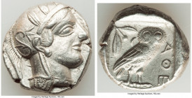 ATTICA. Athens. Ca. 440-404 BC. AR tetradrachm (25mm, 17.16 gm, 8h). Choice VF, brushed. Mid-mass coinage issue. Head of Athena right, wearing crested...