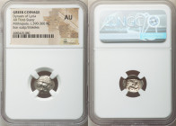 LYCIAN DYNASTS. Mithrapata (ca. 390-360 BC). AR third-stater (14mm, 6h). NGC AU. Uncertain mint. Lion scalp facing / MEΘ-PAΠ-AT-A, triskeles with void...
