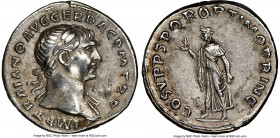 Trajan (AD 98-117). AR denarius (18mm, 7h). NGC XF, scratches. Rome, AD 103-111. IMP TRAIANO AVG GER DAC P M TR P, laureate head of Trajan right, drap...