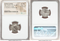 Marcus Aurelius, as Augustus (AD 161-180). AR denarius (19mm, 3.33 gm, 6h). NGC Choice AU 5/5 - 4/5. Rome, December AD 167-February AD 168. M ANTONINV...