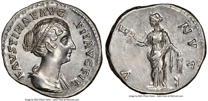 Faustina Junior (AD 147-175/6). AR denarius (19mm, 6h). NGC Choice XF, brushed. ...