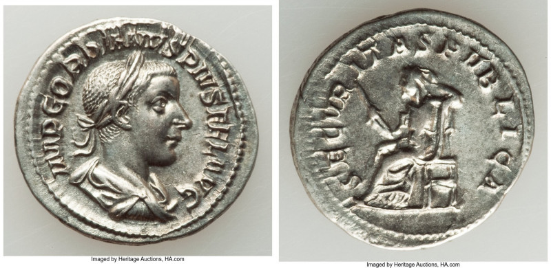 Gordian III (AD 238-244). AR denarius (21mm, 2.77 gm, 7h). XF. Rome, ca. AD 241....