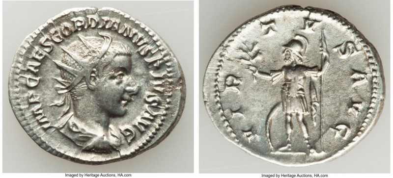 Gordian III (AD 238-244). AR antoninianus (24mm, 4.13 gm, 12h). XF. Rome, 1 Janu...